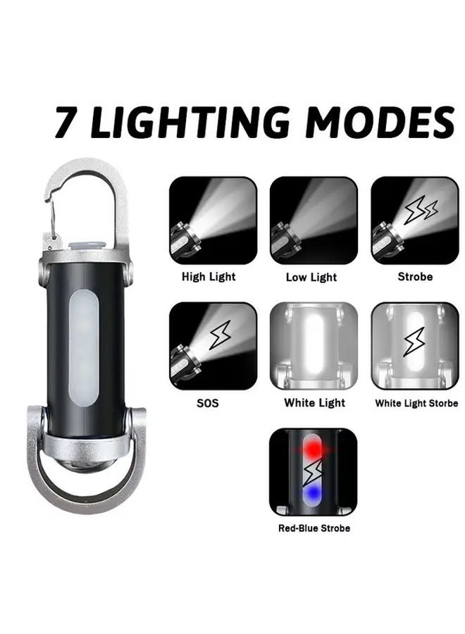 2pcs Mini LED Keychain Lights USB Rechargeable COB Work Light For Camping Fishing - Image 5