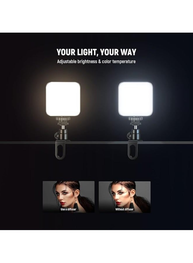 بلوكاما مصباح فيديو LED من موبيلايف، مصباح كمبيوتر للاجتماعات، 100 مصباح LED مع مشبك، 3 قواعد تثبيت، قابل للتعتيم، قابل لإعادة الشحن، متوافق مع كاميرات الفيديو، عصا السيلفي، حامل ثلاثي القوائم، والهواتف المحمولة - Image 2