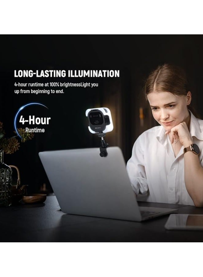 بلوكاما مصباح فيديو LED من موبيلايف، مصباح كمبيوتر للاجتماعات، 100 مصباح LED مع مشبك، 3 قواعد تثبيت، قابل للتعتيم، قابل لإعادة الشحن، متوافق مع كاميرات الفيديو، عصا السيلفي، حامل ثلاثي القوائم، والهواتف المحمولة - Image 3