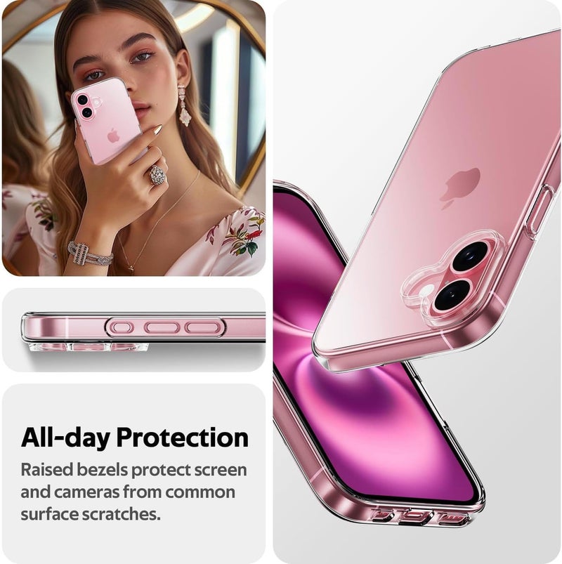 Crystal Clear Case, [Not Yellowing] [Camera Protection] [Military Grade Drop] Transparent Shockproof Protective Phone Case Soft Silicone Slim Cove (iPhone 16 plus) - Image 2