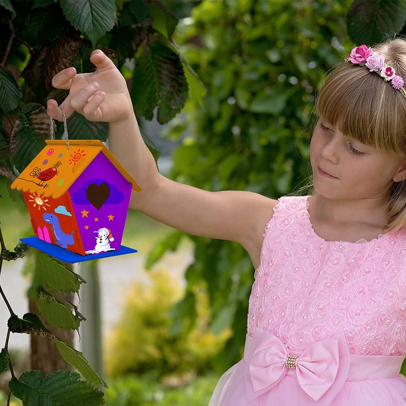 hapray 2 Pack Bird House Kit, DIY Birdhouse Kits, Wooden Crafts Arts for Children to Build and Paint (Includes Paints & Brushes) for Kids Girls Boys Toddlers Halloween Gifts - Image 5