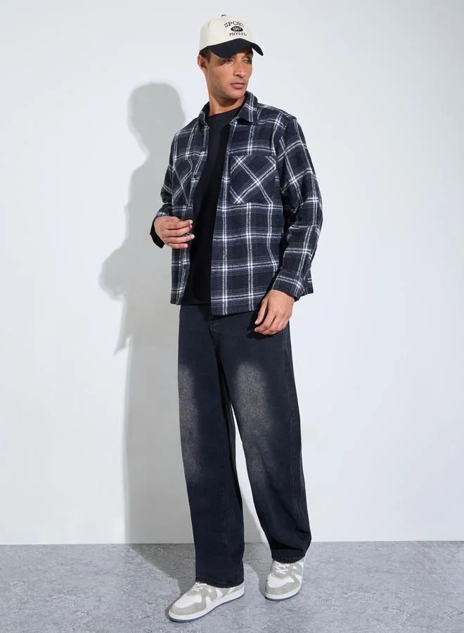 Styli  Multi-Color Checked Pocket Details Oversized Shacket for Men | Best Price UAE