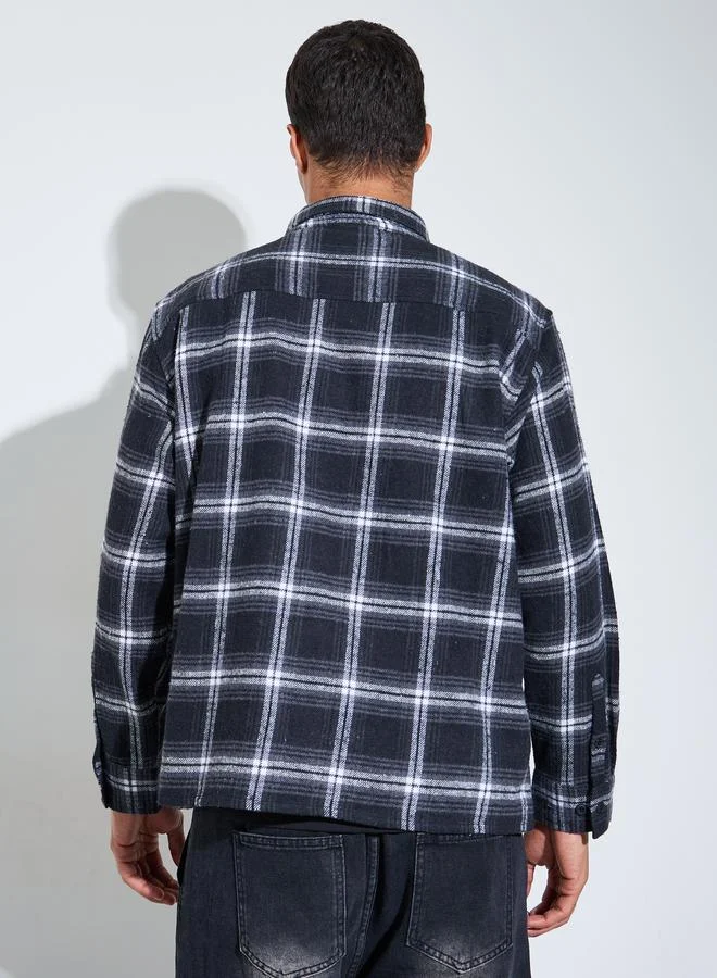 Styli  Multi-Color Checked Pocket Details Oversized Shacket for Men | Best Price UAE