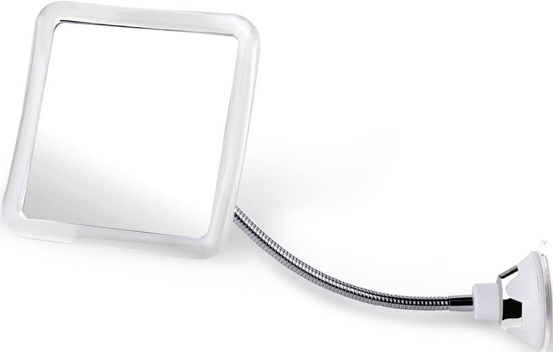 MIRRORVANA Flexible Fogless Shower Mirror for Bathroom Shaving with Height Adjustable Gooseneck Extension, 360Â° Swivel and Upgraded Suction Cup - Shatterproof 6.3" x 6.3" Surface - Image 1