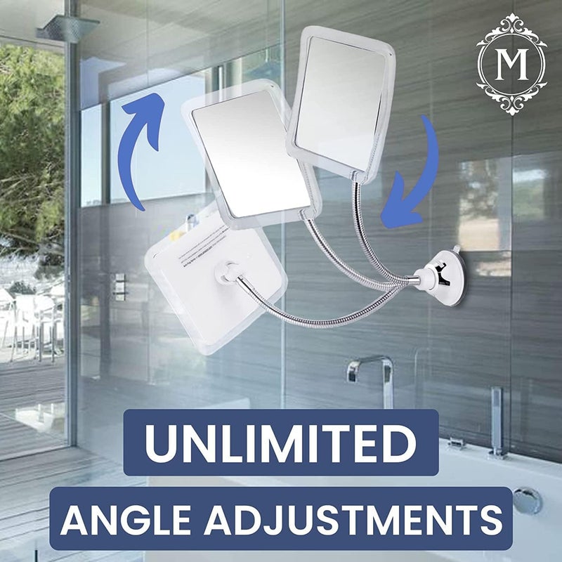 MIRRORVANA Flexible Fogless Shower Mirror for Bathroom Shaving with Height Adjustable Gooseneck Extension, 360Â° Swivel and Upgraded Suction Cup - Shatterproof 6.3" x 6.3" Surface - Image 2