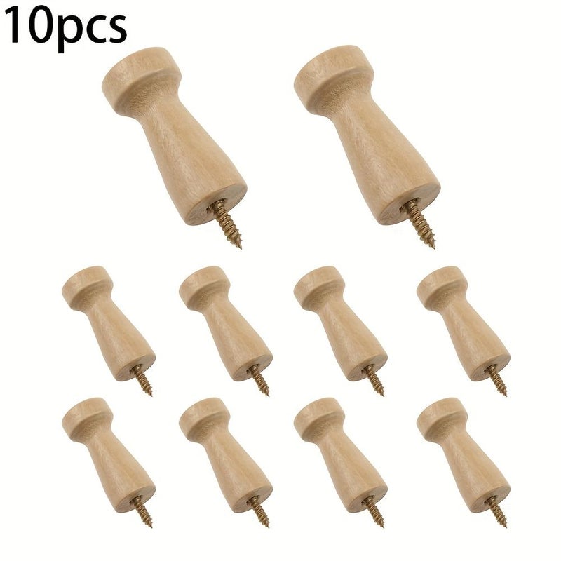 10Pcs Wooden Coat Hooks with M4 Screws for Hanging Clothes Hats Towels - Image 1