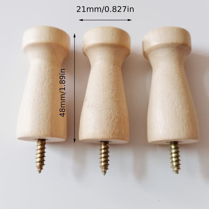 10Pcs Wooden Coat Hooks with M4 Screws for Hanging Clothes Hats Towels - Image 3