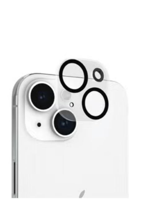 Camera lens for iPhone 15 6.1 inch and iPhone 15 Plus 6.7 inch, 9 hardness tempered protective glass, anti-scratch, suitable for case, does not affect movie shots, transparent HD