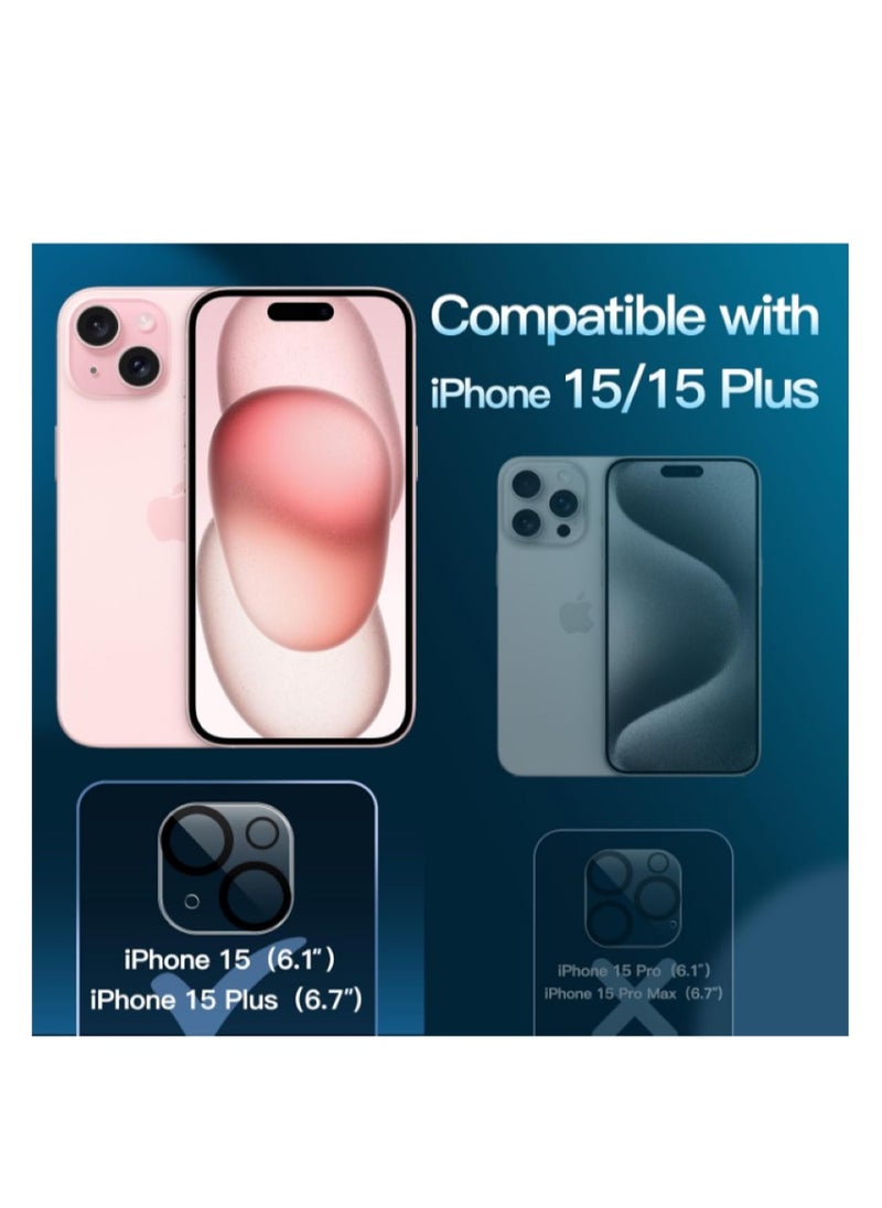 Generic - Camera lens for iPhone 15 6.1 inch and iPhone 15 Plus 6.7 inch, 9 hardness tempered protective glass, anti-scratch, suitable for case, does not affect movie shots, transparent HD - Image 1