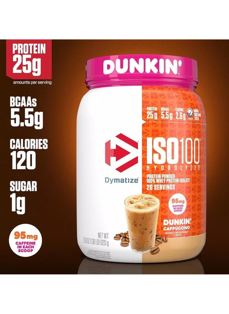 Dymatize - Dunkin' Cappuccino Flavor Whey Protein Isolate - ISO 100 - 20 Servings - Image 1