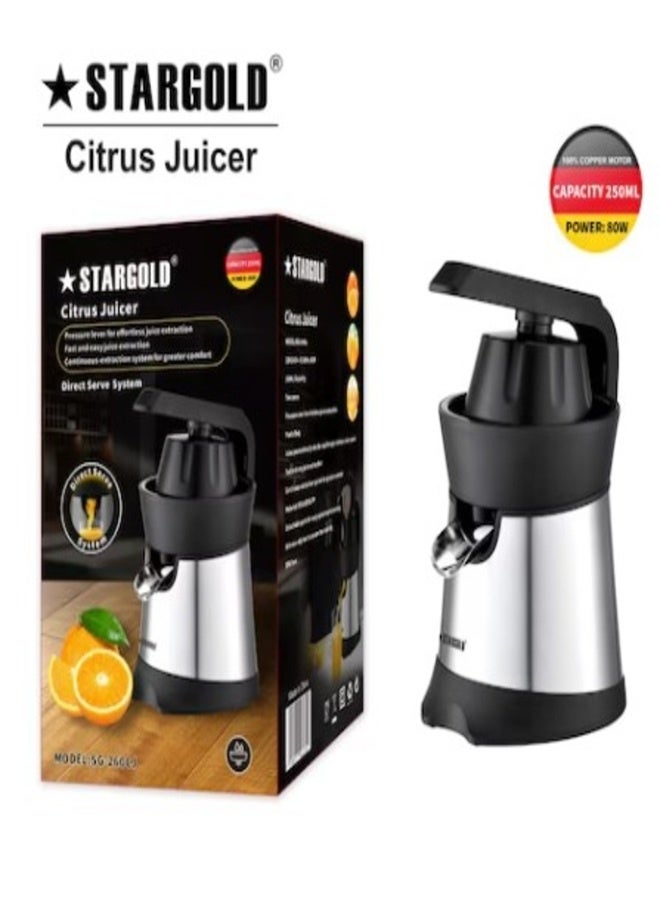 STARGOLD Lever-Arm Electric Citrus Juicer 250 ml, 80W Stainless Jug, SG‑260CJ - Image 1