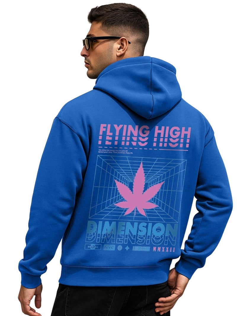 Veirdo Cotton Fleece Regular Fit Hooded Sweatshirt Full Sleeves Dimension Back Graphic Printed Jumper Blue Sweatshirt for Men (W_05_Dimension_N_2XL) - Image 1