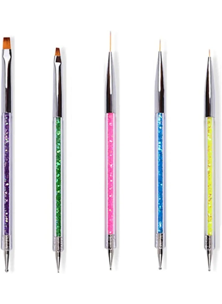 5 Pcs Nail Art Dotting Tools & Brush Set - Professional Manicure Design Tools - Precision Nail Art Kit - Image 3