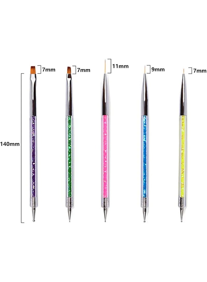 5 Pcs Nail Art Dotting Tools & Brush Set - Professional Manicure Design Tools - Precision Nail Art Kit - Image 4