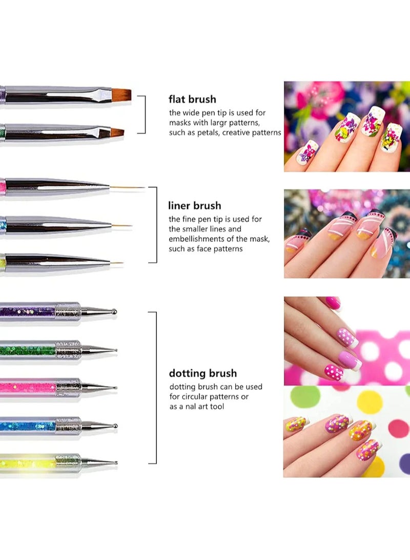 5 Pcs Nail Art Dotting Tools & Brush Set - Professional Manicure Design Tools - Precision Nail Art Kit - Image 5