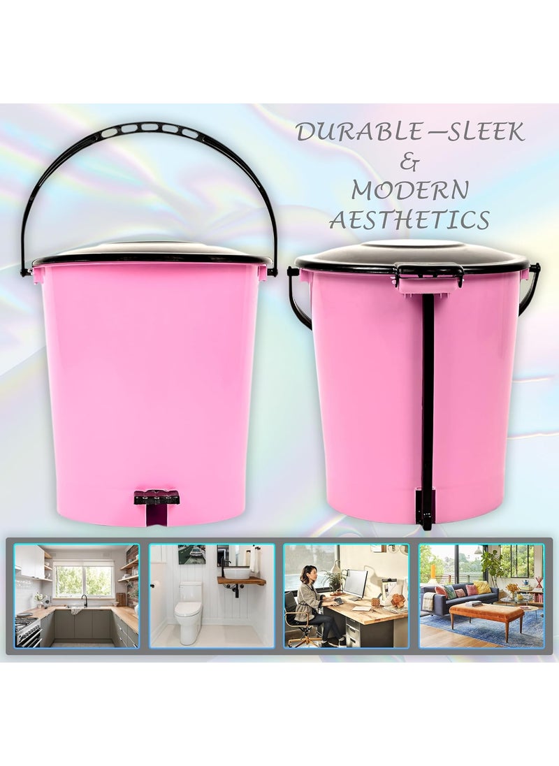 Urbane Home - Urbane Home Pack of 2 Pedal Dustbin Garbage Bin Dustbin with Lid Dustbin for KitchenBathroom Wet Dry Waste Bin Black Dhakkan Trash Can Green Pink - Image 1