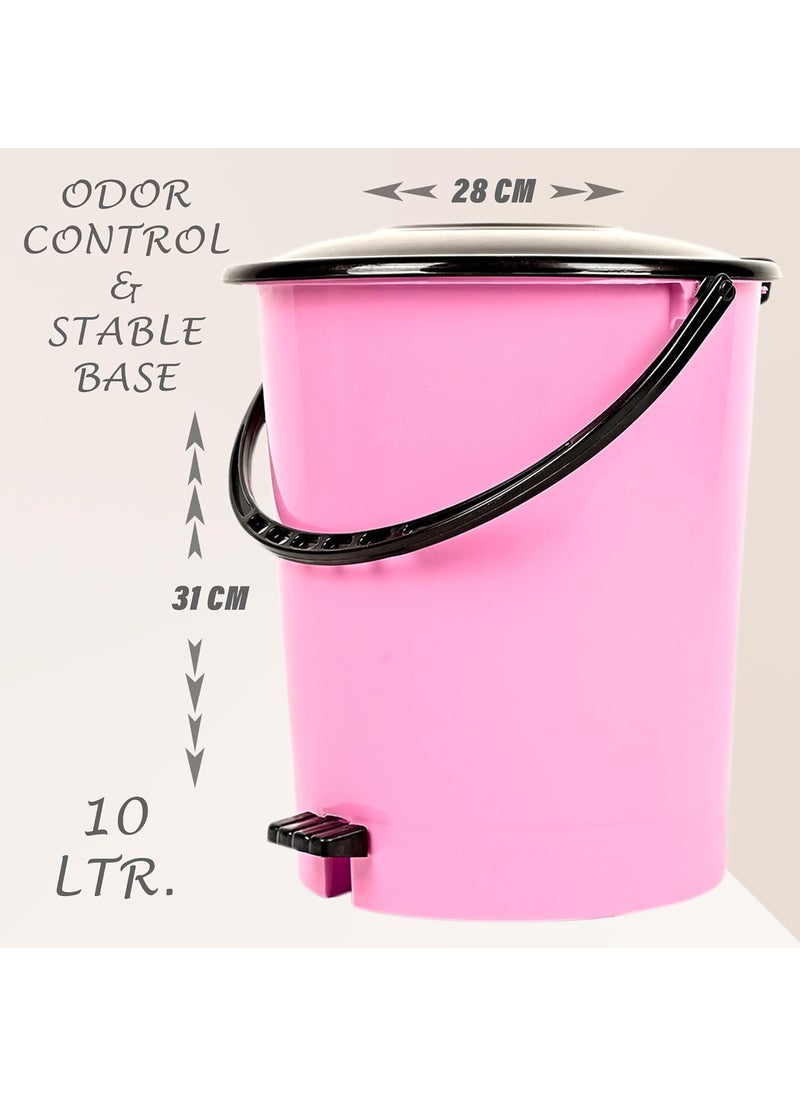 Urbane Home - Urbane Home Pack of 2 Pedal Dustbin Garbage Bin Dustbin with Lid Dustbin for KitchenBathroom Wet Dry Waste Bin Black Dhakkan Trash Can Green Pink - Image 1