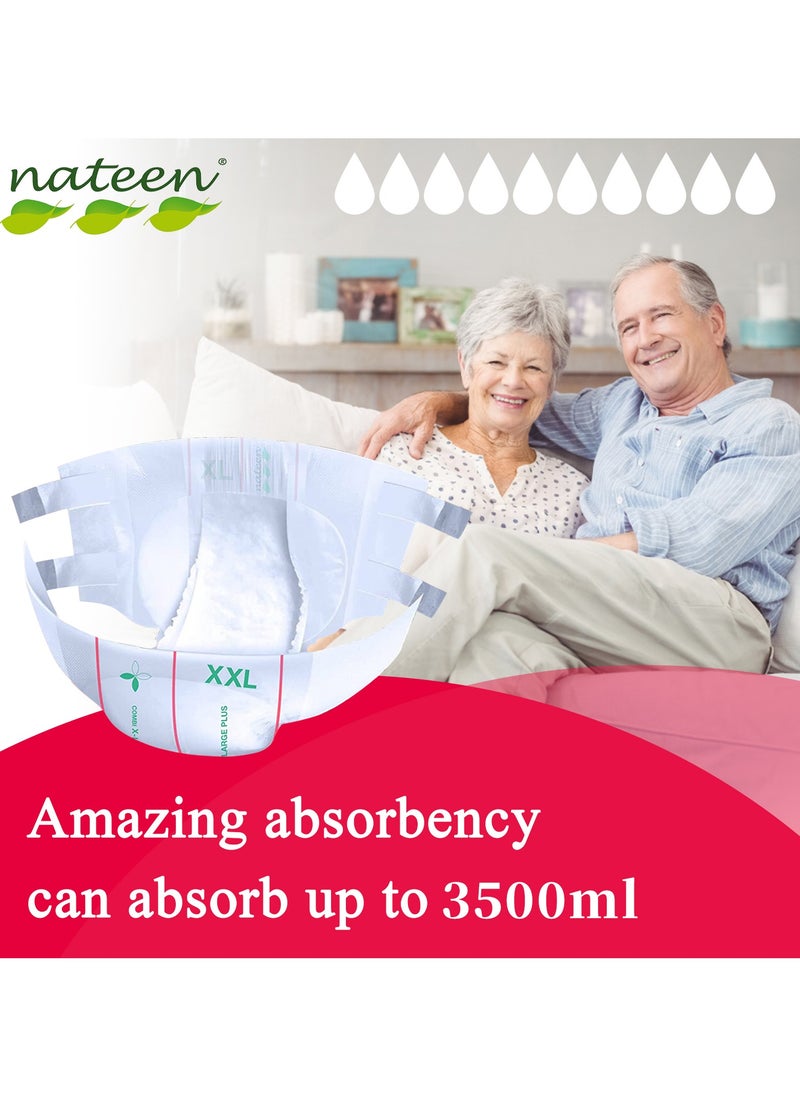 nateen - Nateen Combi Plus Incontinence Adult Diaper, XXL,Waist Size 160-210cm,10 Count Adult Diapers,With Super Absorbent Layer,Leak Guard,Disposable Underwear for Men&Women-3500ml Absorbency. - Image 1