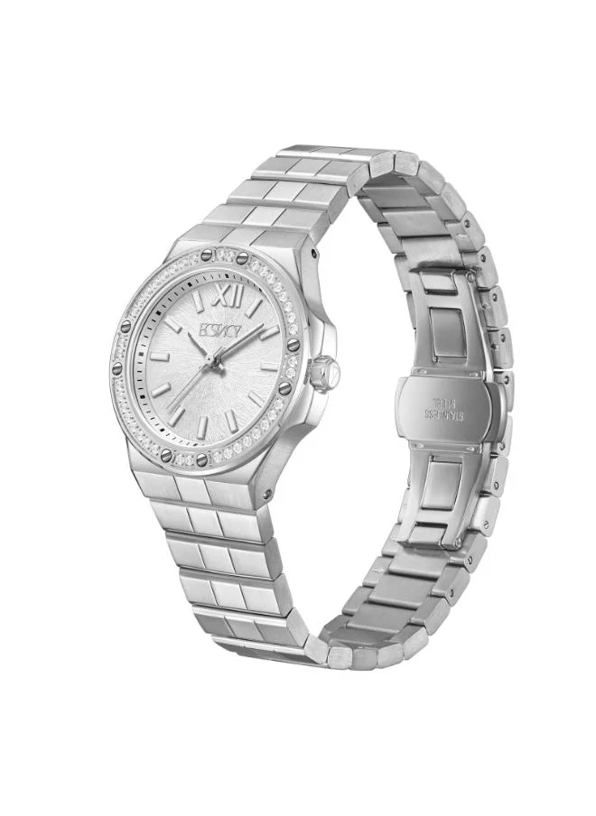 إكستاسي ECSTACY E24502-SBSS Women's Analog Display Watch & Stainless Steel Strap Silver
