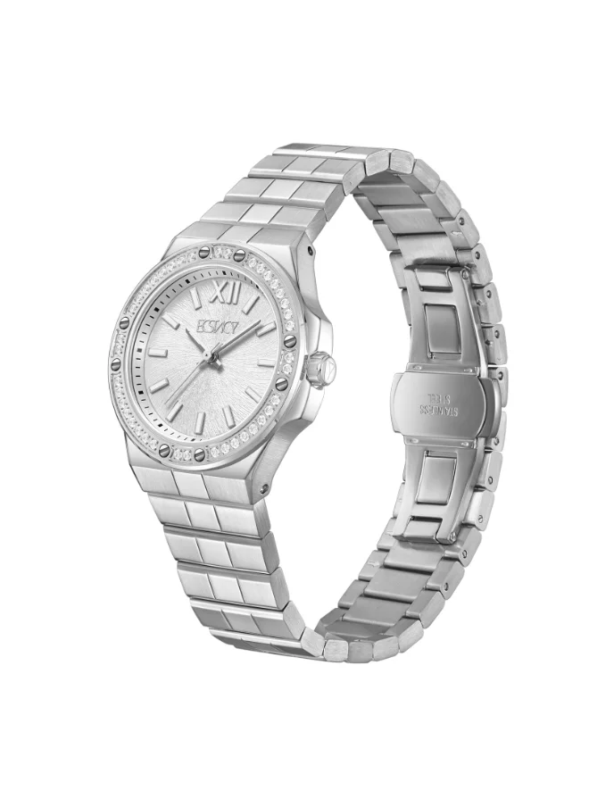 إكستاسي Women's Analog Display Watch With Silver Stainless Steel Strap - E24502-SBSS