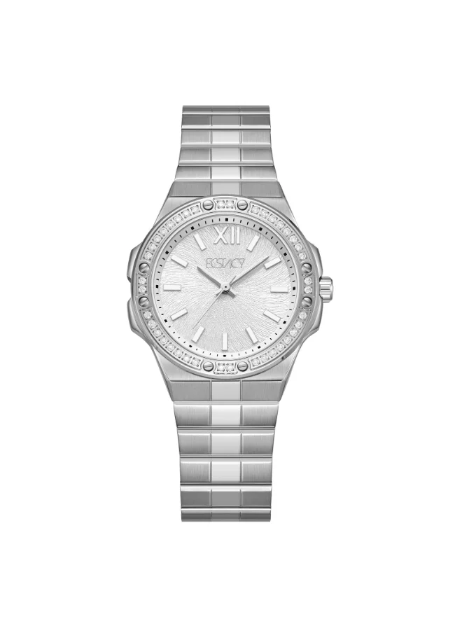 إكستاسي Women's Analog Display Watch With Silver Stainless Steel Strap - E24502-SBSS