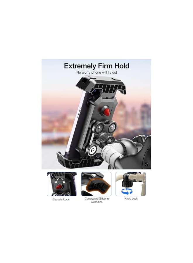 Green Tiger Motorcycle Phone Mount Holder, Bike Phone Holder, 10s Install & Ultimate Anti-vibration, Anti Shake, Fit iPhone 15/14/ 13 Pro Max, More 4.7-7" Phones, Black - Image 5