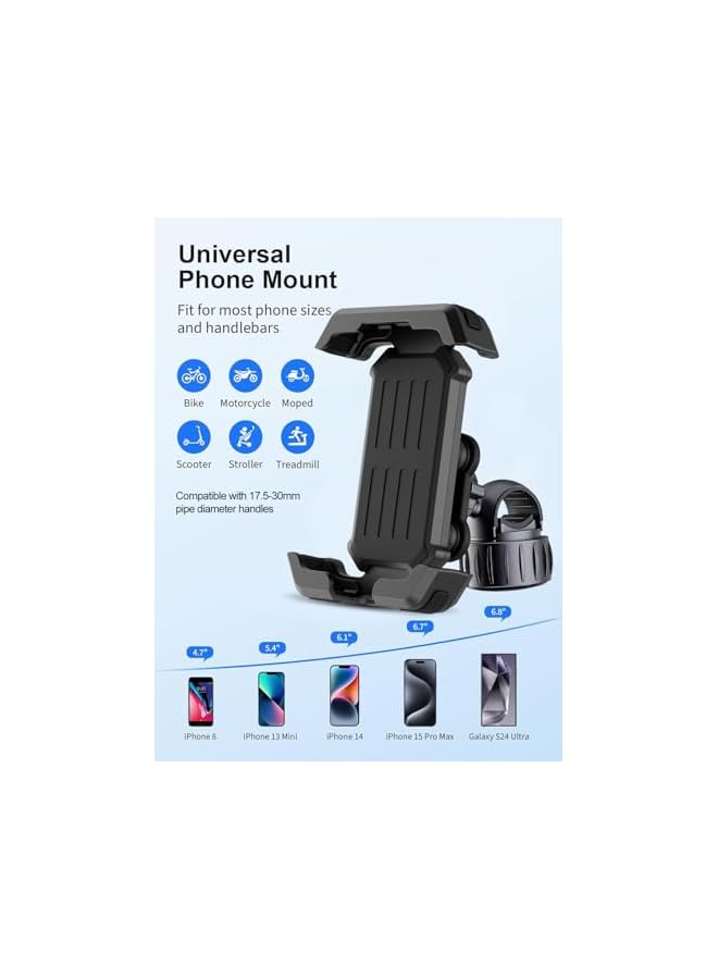 Green Tiger Motorcycle Phone Mount Holder, Bike Phone Holder, 10s Install & Ultimate Anti-vibration, Anti Shake, Fit iPhone 15/14/ 13 Pro Max, More 4.7-7" Phones, Black - Image 3