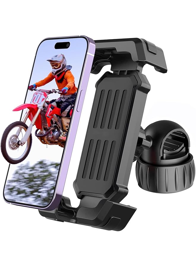 Green Tiger Motorcycle Phone Mount Holder, Bike Phone Holder, 10s Install & Ultimate Anti-vibration, Anti Shake, Fit iPhone 15/14/ 13 Pro Max, More 4.7-7" Phones, Black - Image 1