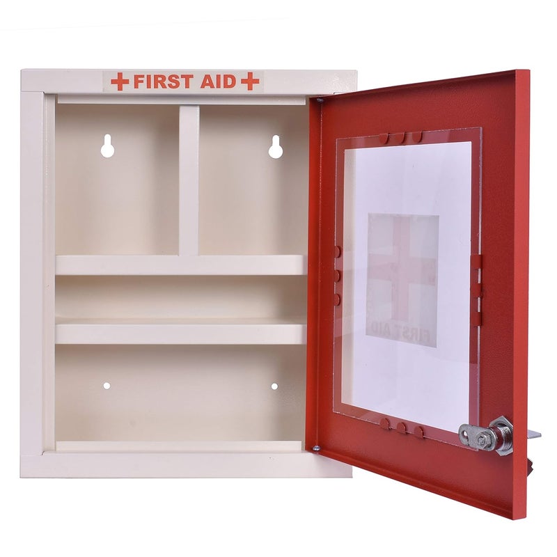 Plantex Metal Emergency First Aid Box for HomeSchoolOffice with Key LockMedical Boxmedicine boxFirst Aid Kit BoxMulti Compartment Medicine Organizer Box Lockable Red Ivory - Image 4