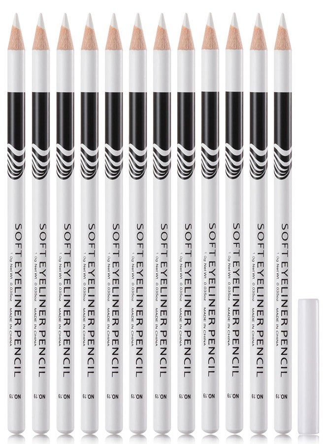 WENJLYJ 12 PCS White Eyeliner Pencils,Professional Long Lasting Waterproof Makeup Pencils,Highly Pigmented Inner Corner Eye Highlighter Eyeliner Pencil White Eye Liner Pen Sets for Women - Image 1