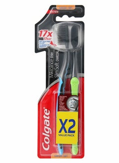 Colgate Colgate Slim Soft Charcool ToothbrUSh Multicolor pack of 2 