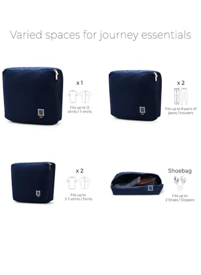 EUME Set of 6 Storage Pods - Travel Organiser Pouch| Durable Fits Into Pocket Cloth Organizer for Storage | Shoe Bag, Toiletry Bag for Men & Women | Spacious Organiser Bags for Clothes | Navy Blue - Image 3