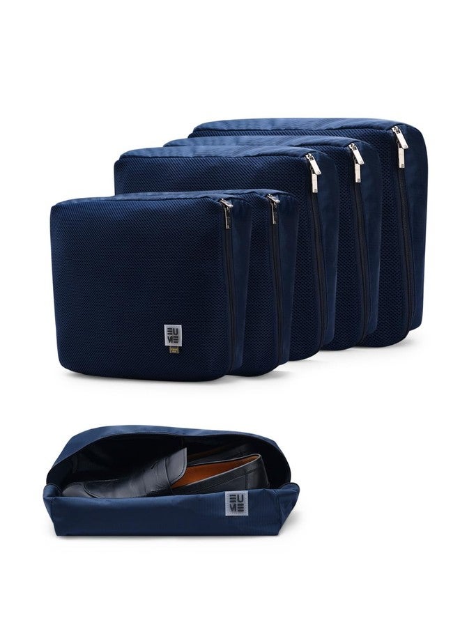 EUME Set of 6 Storage Pods - Travel Organiser Pouch| Durable Fits Into Pocket Cloth Organizer for Storage | Shoe Bag, Toiletry Bag for Men & Women | Spacious Organiser Bags for Clothes | Navy Blue - Image 2