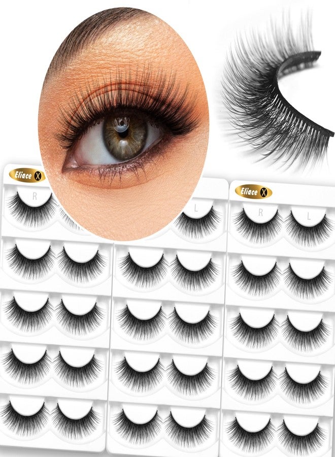 Eliace False Eyelashes Natural look Cat Eye Lashes Wispy Strips,15 Pairs, 3D Mink Lashes Volume Fluffy,Fake Eyelashes Thin Soft Band Comfortable Cross Wispy Lash Reusable, Anne Style - Image 1