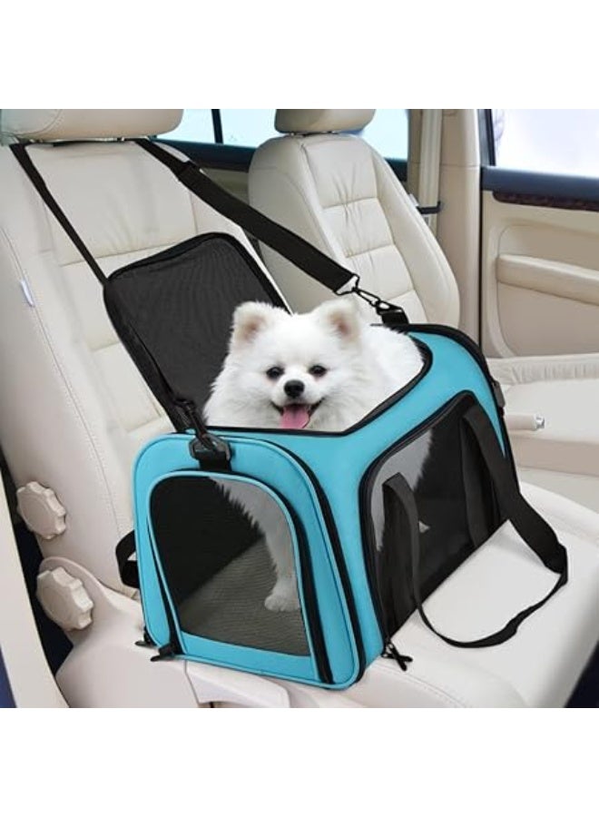 Airline Approved Pet Carrier for Small and Medium Cats and Dogs up to 7kg, Soft-Sided Foldable Travel Bag with Ventilated Design and Adjustable Shoulder Strap, Lightweight Portable Pet Travel Carrier – Blue - Image 3