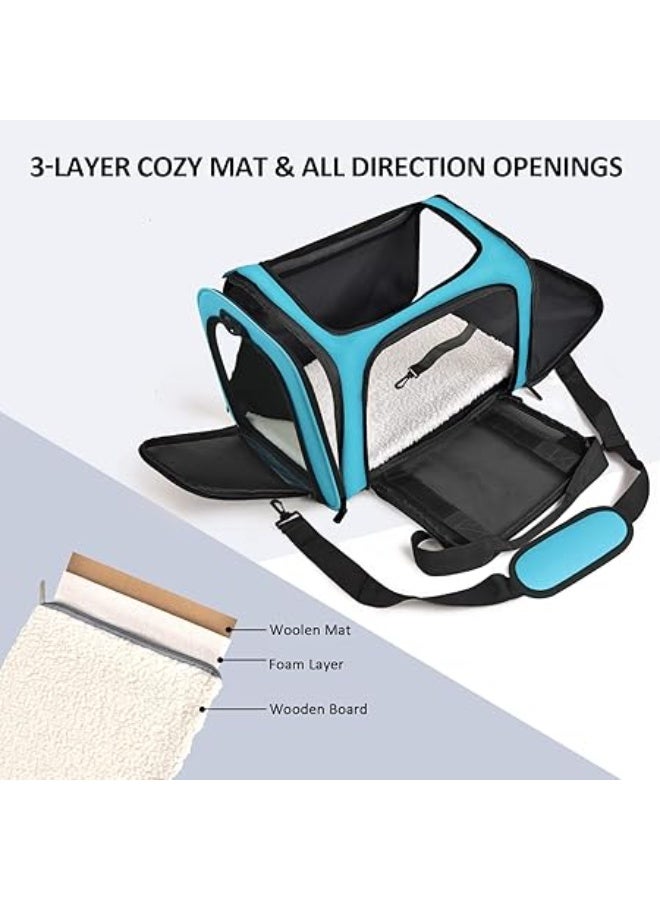 Airline Approved Pet Carrier for Small and Medium Cats and Dogs up to 7kg, Soft-Sided Foldable Travel Bag with Ventilated Design and Adjustable Shoulder Strap, Lightweight Portable Pet Travel Carrier – Blue - Image 4