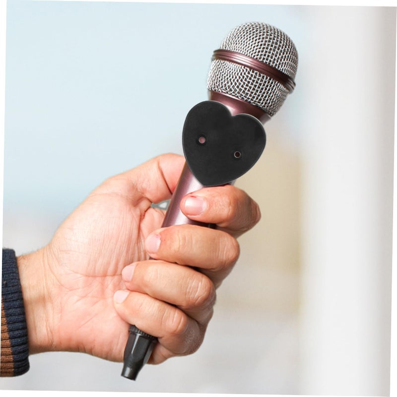 3Pcs Black Heart Shaped Microphone Clips Wireless Mic Holders Adhesive Backing - Image 4