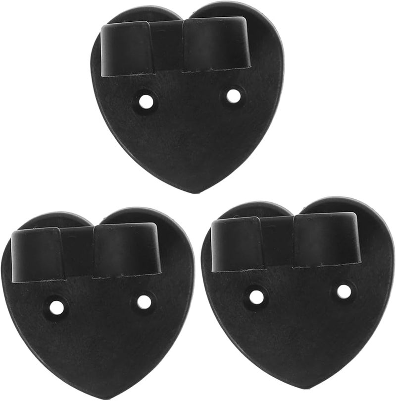 3Pcs Black Heart Shaped Microphone Clips Wireless Mic Holders Adhesive Backing - Image 1