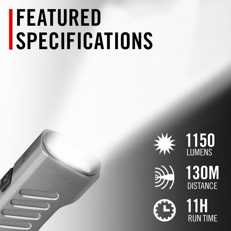 Coast Coast Slayer 1150 Lumen USBC Rechargeable LED Flashlight with SpotFlood Memory Mode and Pocket Clip Silver  - Image 2