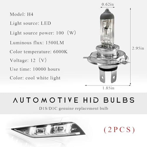 Wevdn 2 PCS Bright H4 Led Headlight Bulbs, 12V 100W 6000K Waterproof Car Fog Light Bulbs, Efficient Plug-and-Play High Beam Low Beam Bulb Replacement for Cars SUVs Trucks (White) - Image 2