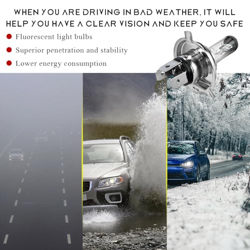 Wevdn 2 PCS Bright H4 Led Headlight Bulbs, 12V 100W 6000K Waterproof Car Fog Light Bulbs, Efficient Plug-and-Play High Beam Low Beam Bulb Replacement for Cars SUVs Trucks (White) - Image 4