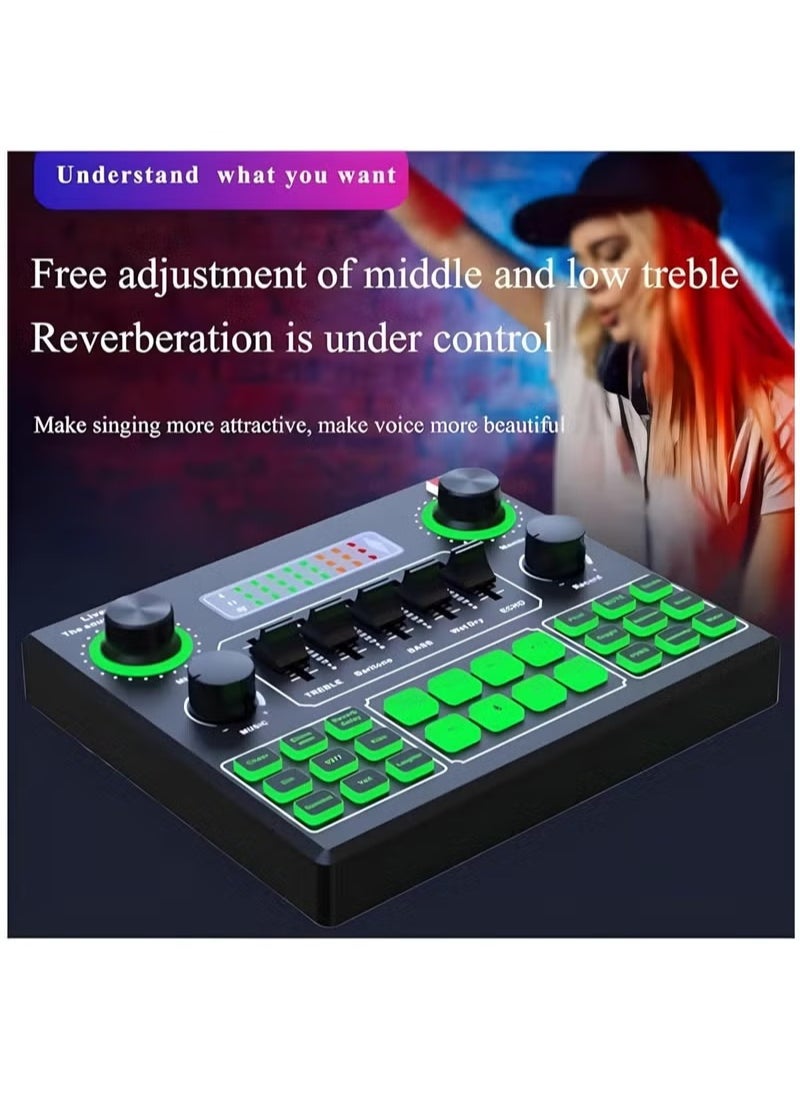 Sound Card V9, Live Broadcast Sound Card, External Stereo Audio Mixer Broadcast Metal Frosted Body Easy Operation,Bluetooth Sound Mixer Live Sound Card For Streaming and Games