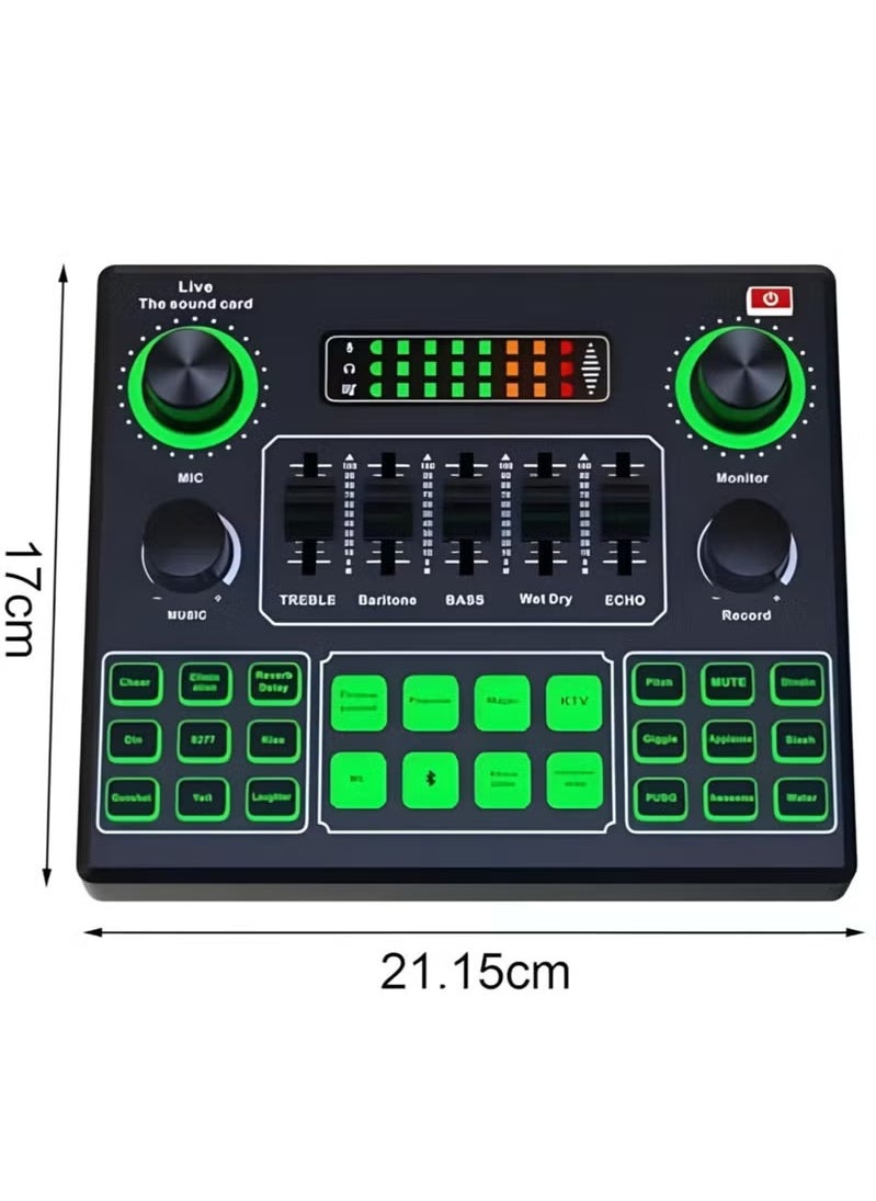 Sound Card V9, Live Broadcast Sound Card, External Stereo Audio Mixer Broadcast Metal Frosted Body Easy Operation,Bluetooth Sound Mixer Live Sound Card For Streaming and Games