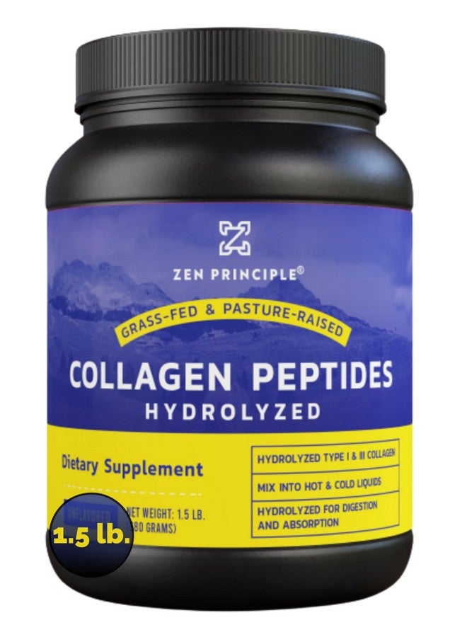 Zen Principle Grass-Fed Collagen Peptides 1.5 lb. Anti-Aging Hydrolyzed Protein Powder for Healthy Hair, Skin, Joints & Nails. Paleo and Keto Friendly, GMO and Gluten Free, Pasture-Raised Bovine. - Image 1
