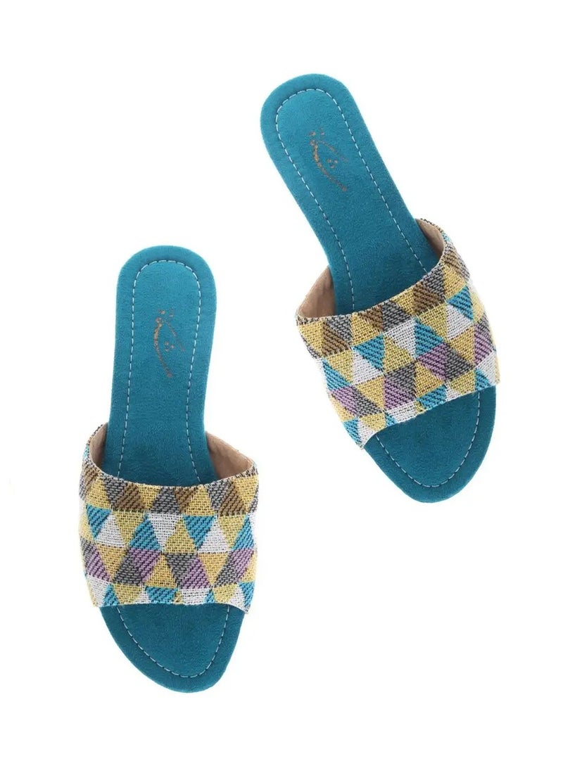 Mishkat Muzun Babouche Slippers for Women (Turquoise) - Image 2