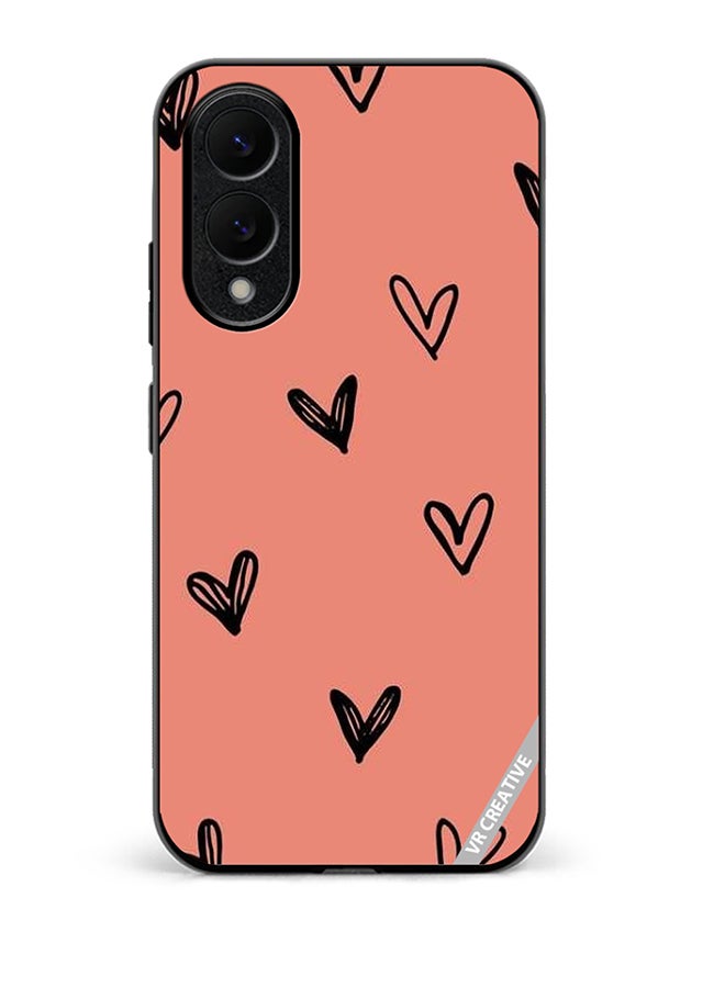 VR CREATIVE Protective Case Cover For Samsung Galaxy S25 Edge Flying Hearts Sketch Design Multicolour