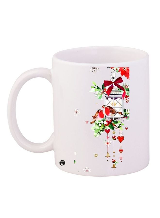 RYN Birds Printed Coffee Mug White/Red/Green 11ounce