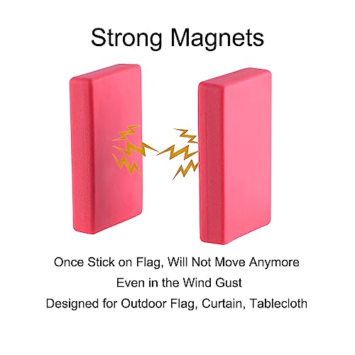 LEVOSHUA Magnetic Flag Weights for Bottom of Flag in Winds, Rubber Covered Heavy Duty Magnet Weights, Stop American Flag from Wrapping Around the Pole or Hooking on the Gutter, Red, 4 Pairs(Pack of 8) - Image 4
