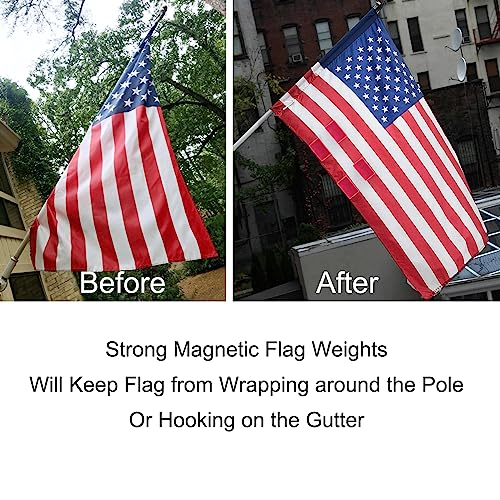 LEVOSHUA Magnetic Flag Weights for Bottom of Flag in Winds, Rubber Covered Heavy Duty Magnet Weights, Stop American Flag from Wrapping Around the Pole or Hooking on the Gutter, Red, 4 Pairs(Pack of 8) - Image 3