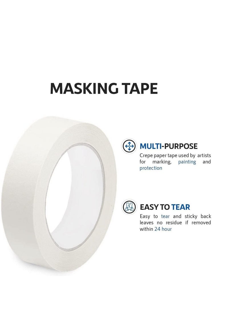 MARKQ Masking Tape 1 inch x 20 yards White Strong Adhesive Tape for Painting, Decorating, DIY Home, Office, School Stationery, Arts, DIY Crafts etc [6 Rolls]  - Image 3